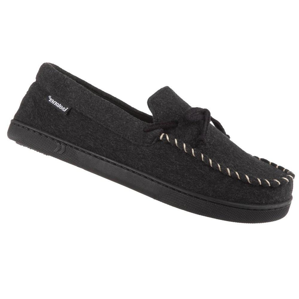 Men's Faux Wool Blake Moccasin Slippers in Dark Charcoal Heather