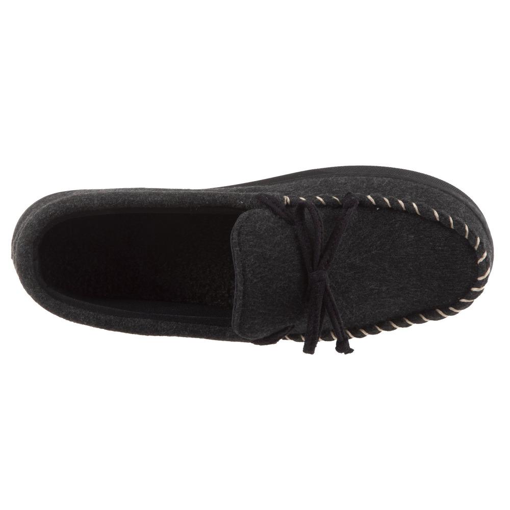 Men's Faux Wool Blake Moccasin Slippers in Dark Charcoal Heather Top View