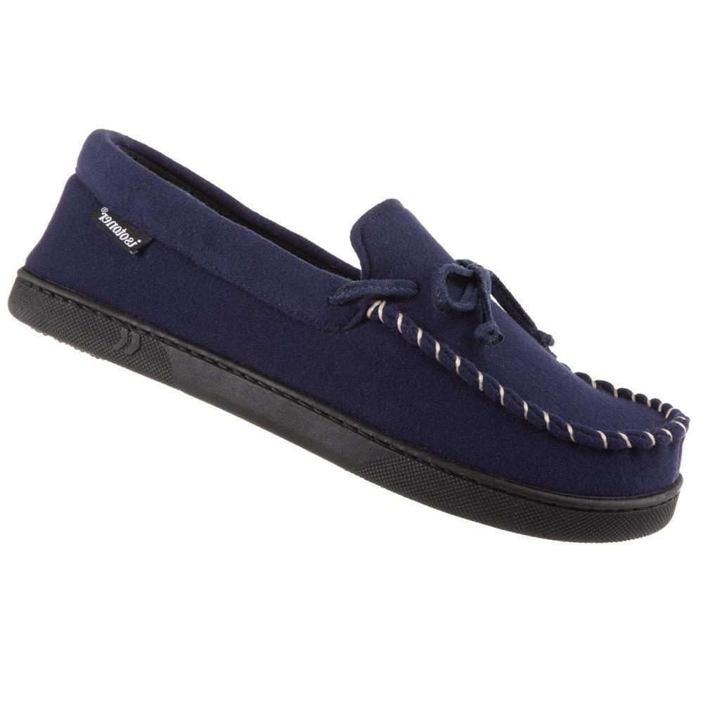 Men's Faux Wool Blake Moccasin Slippers in Navy Blue