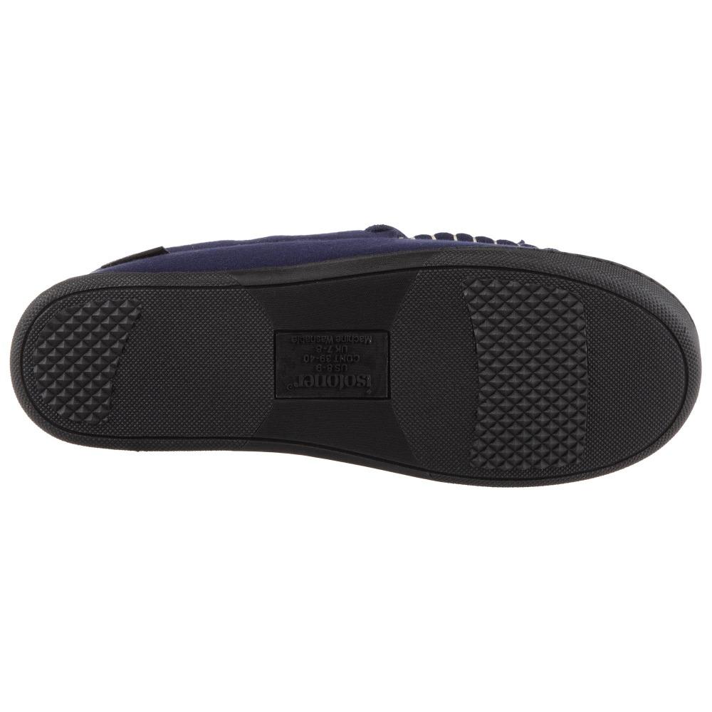 Men's Faux Wool Blake Moccasin Slippers in Navy Sole View