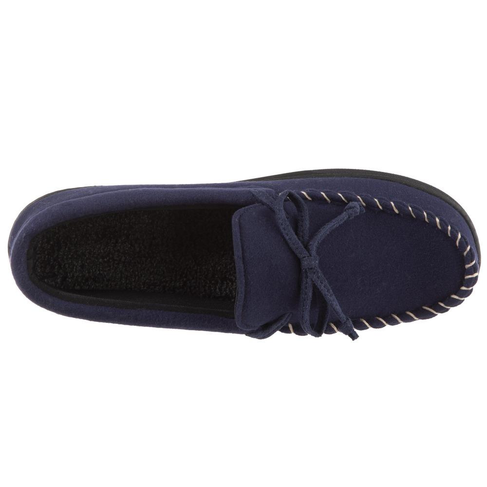 Men's Faux Wool Blake Moccasin Slippers in Navy Top View