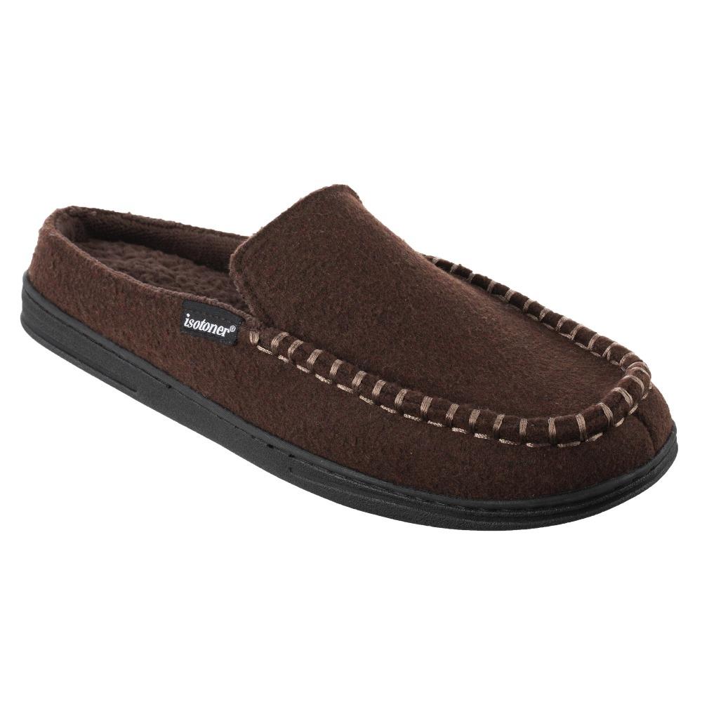 Men's Faux Woolen Grady Hoodback Slippers in Dark Chocolate Right Angled View