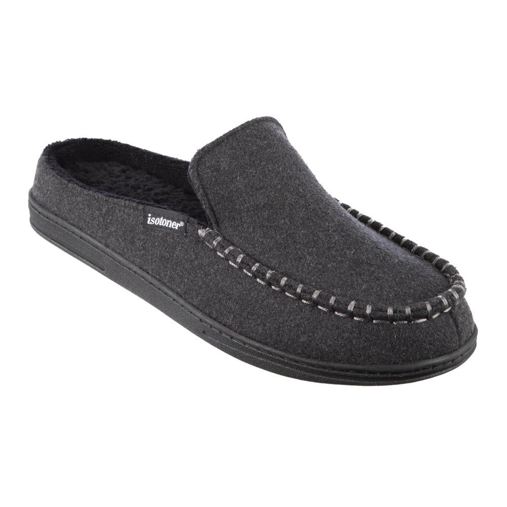 Men's Faux Woolen Grady Hoodback Slippers in Dark Charcoal Heather Right Angled View