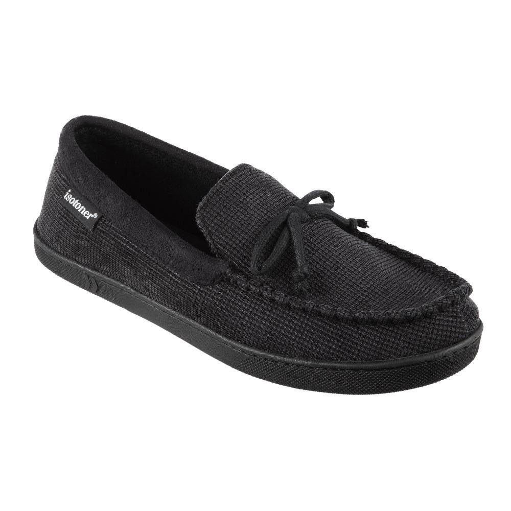 Men's Mini Box Cord Luke Moccasin with Lacing in Black Right Angled View