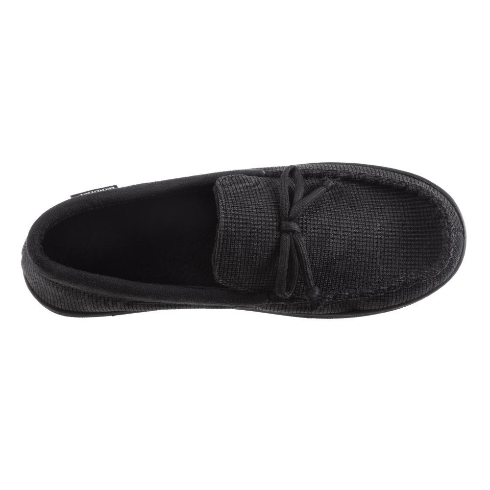 Men's Mini Box Cord Luke Moccasin with Lacing in Black Top View