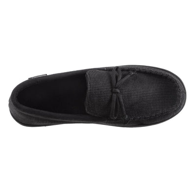 Men's Mini Box Cord Luke Moccasin with Lacing in Black Top View