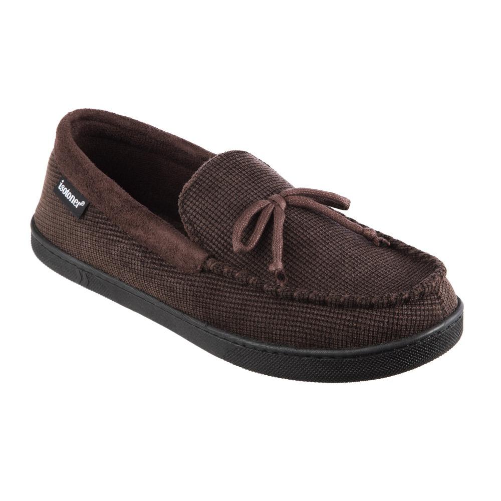 Men's Mini Box Cord Luke Moccasin with Lacing in Dark Chocolate Right Angled View
