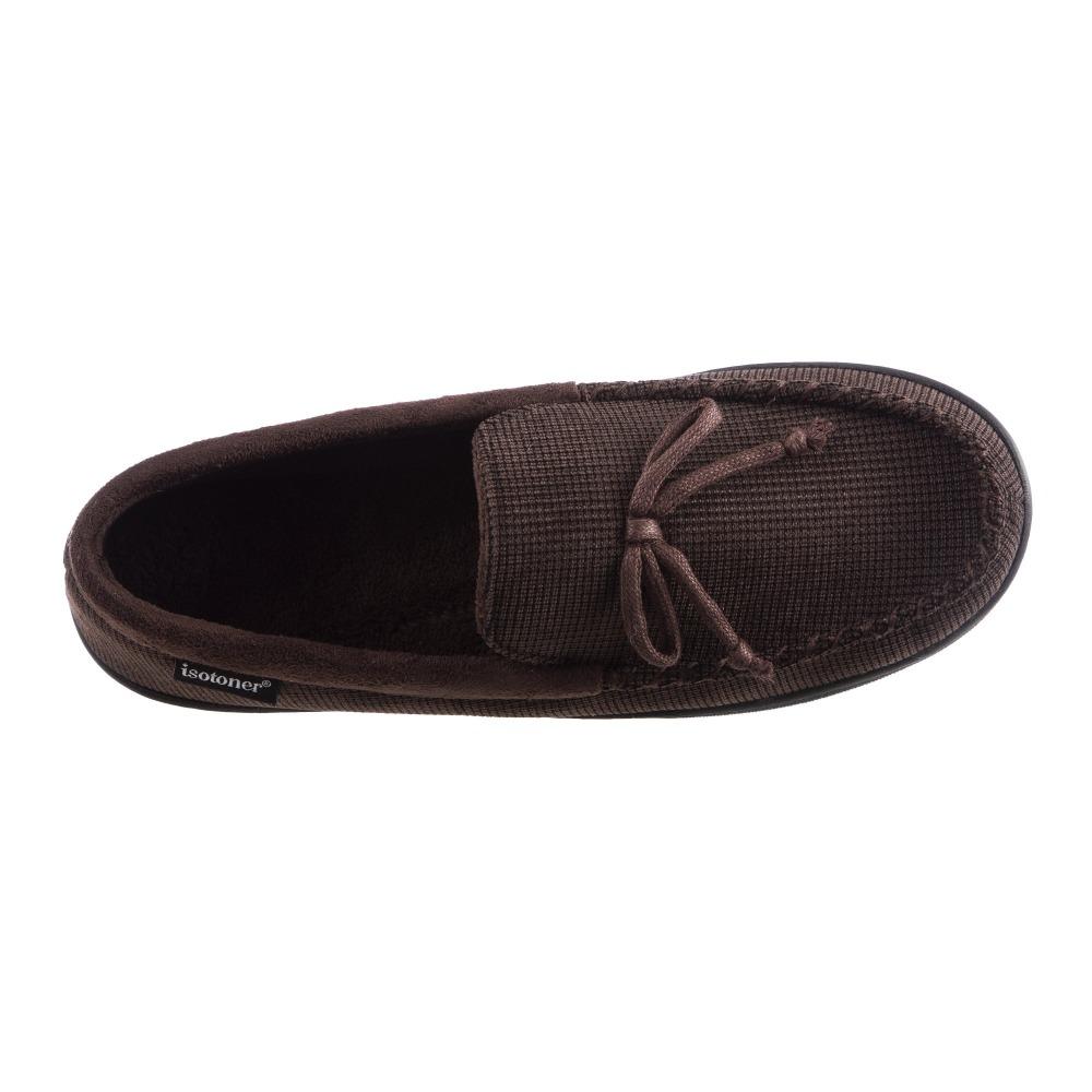 Men's Mini Box Cord Luke Moccasin with Lacing in Dark Chocolate Inside Top View