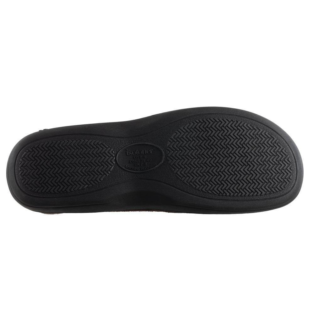 Men's Logan Microsuede Hoodback Slippers in Dark Chocolate Sole View