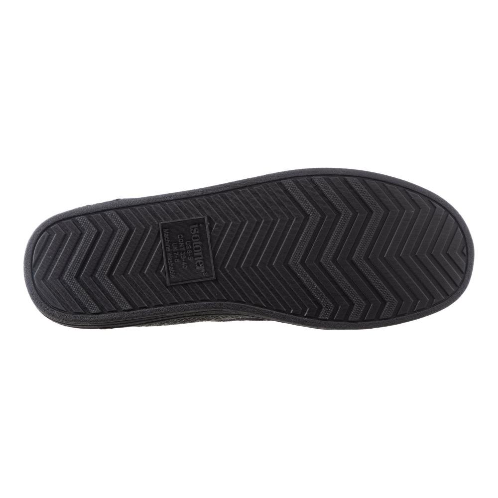 Men's Logan Herringbone Moccasin Slippers in Black Sole View