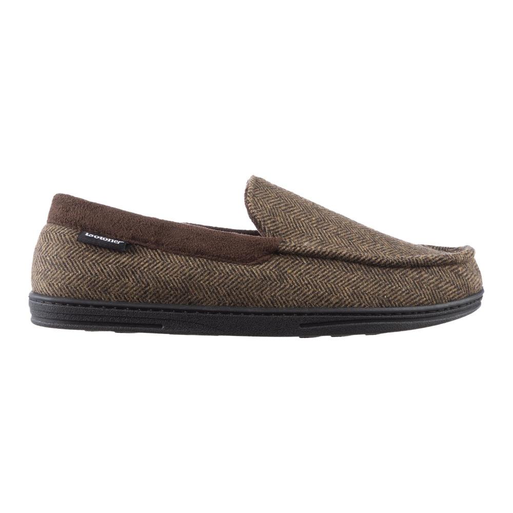 Men's Logan Herringbone Moccasin Slippers in Dark Chocolate Profile View