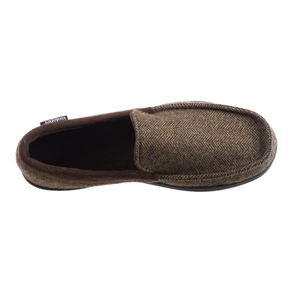 Men's Logan Herringbone Moccasin Slippers in Dark Chocolate Inside Top View