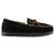 Men's Genuine Suede Moccasin Slippers in Black Profile