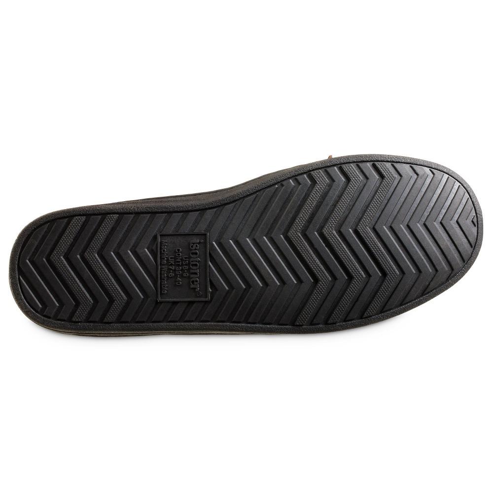 Men's Genuine Suede Moccasin Slippers in Black Bottom Sole Tread