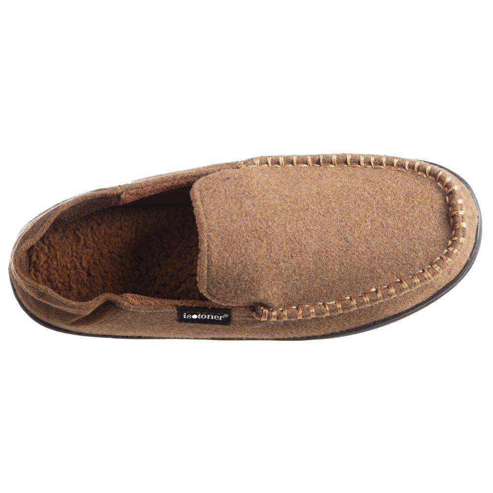 Men's Grady Faux Wool Moccasin Slippers with Collapsible Heel in Cognac (Tan) Top View
