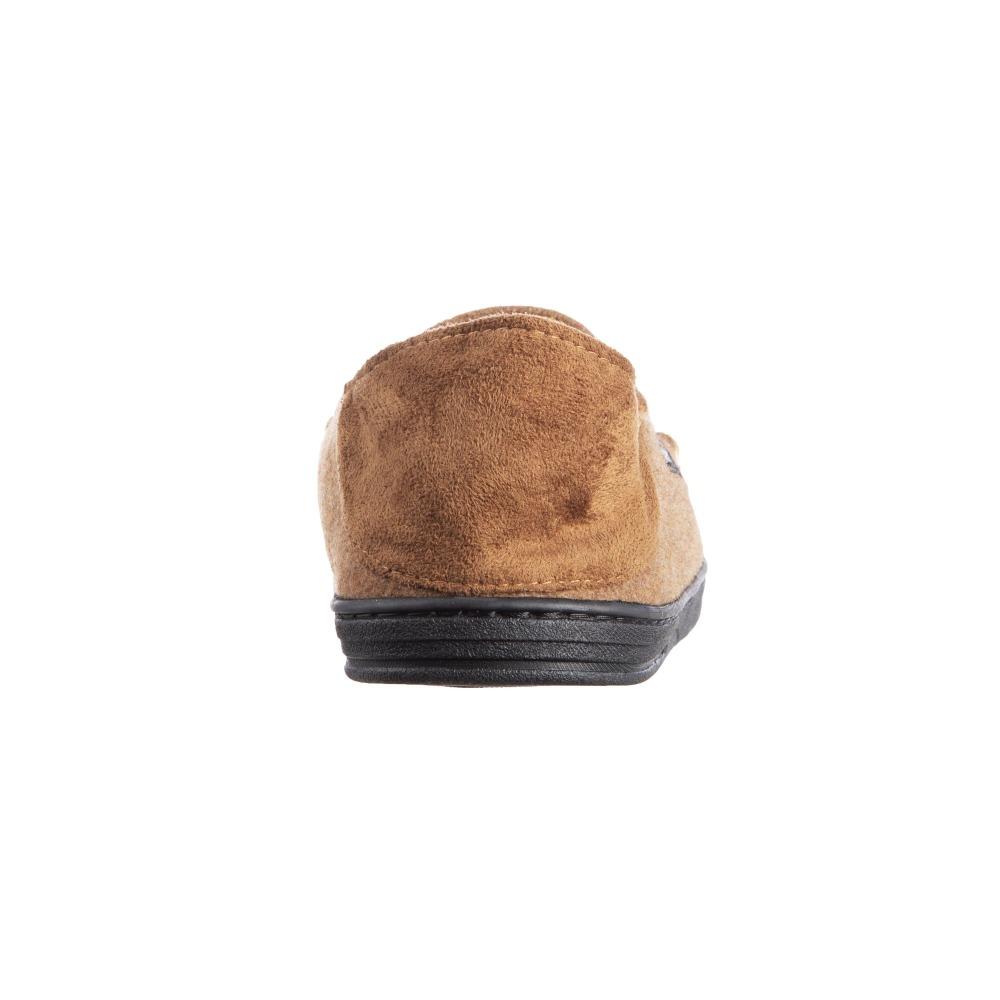 Men's Grady Faux Wool Moccasin Slippers with Collapsible Heel in Cognac (Tan) Heel View