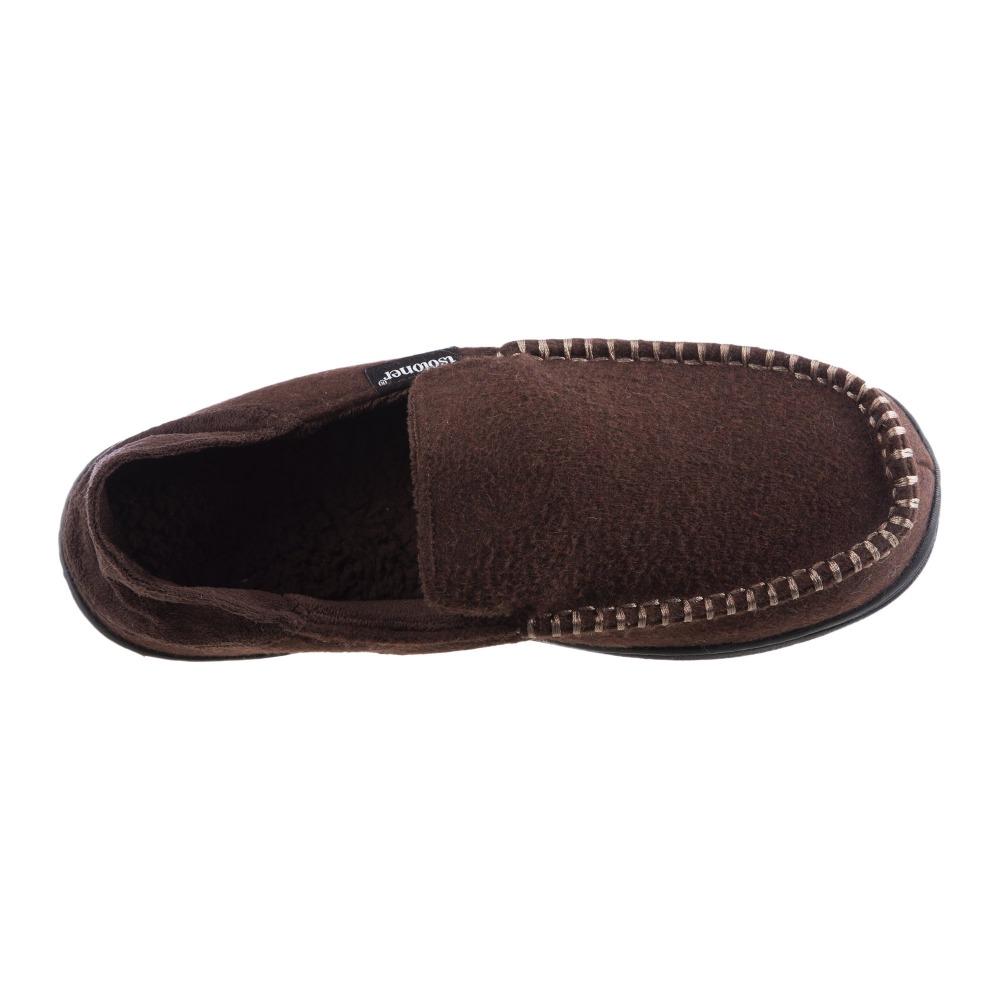 Men's Grady Faux Wool Moccasin Slippers with Collapsible Heel in Dark Chocolate Inside Top View
