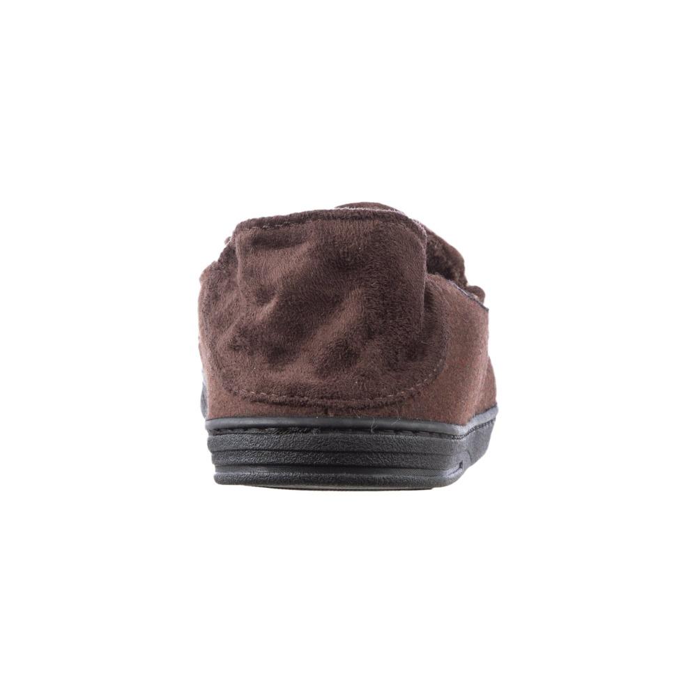 Men's Grady Faux Wool Moccasin Slippers with Collapsible Heel in Dark Chocolate Back Collapsible Heel