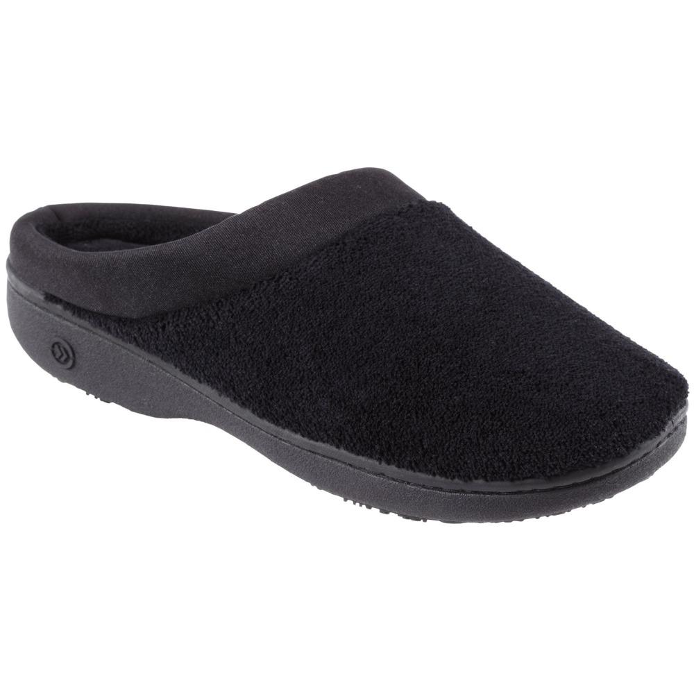 Signature Women's Matte Satin Hoodback Slippers in Black Right Side View