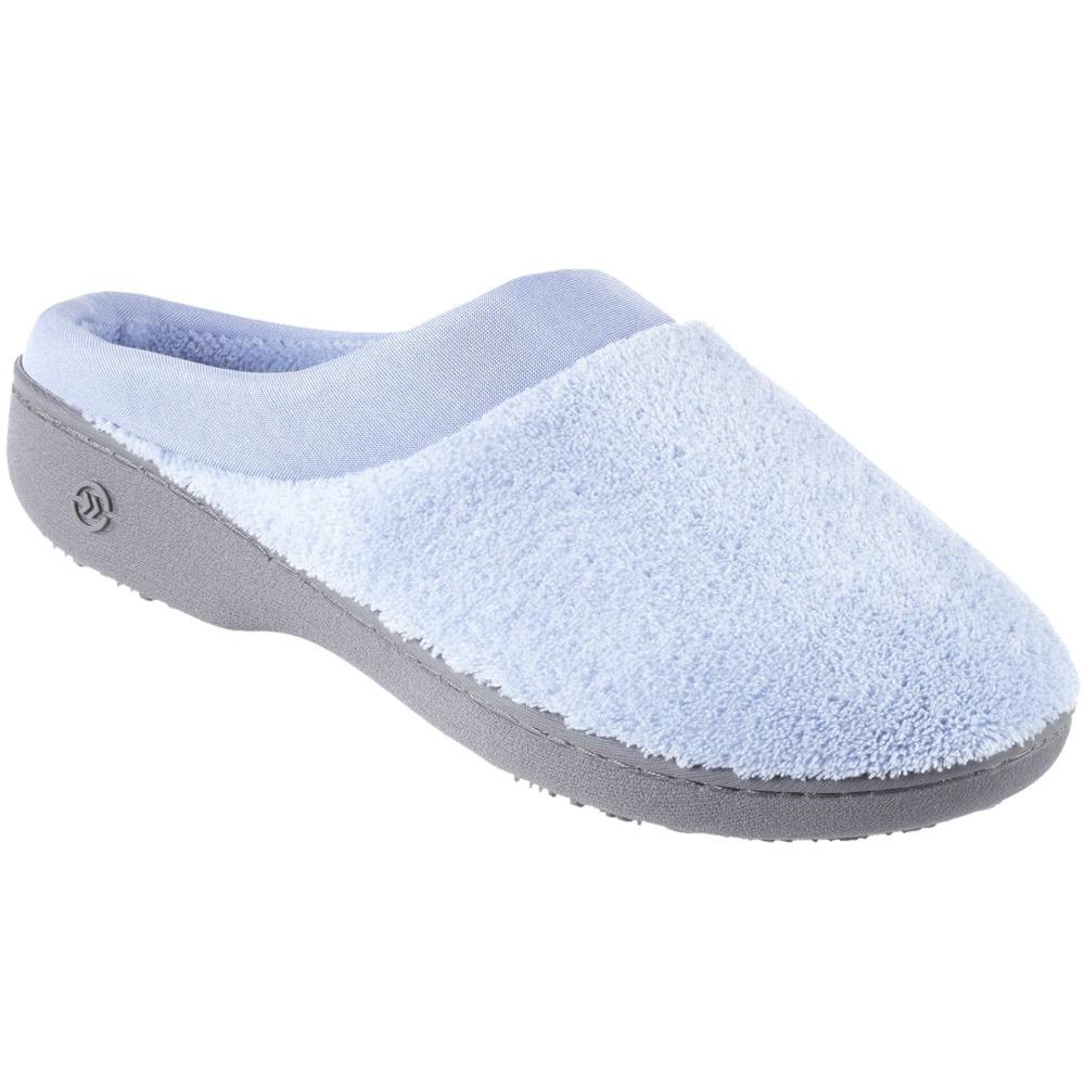Signature Women's Matte Satin Hoodback Slippers in Blue Moon Right Side View