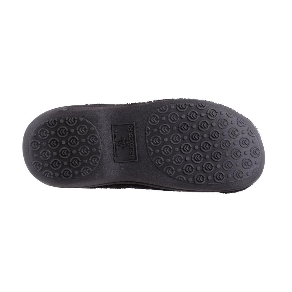 Signature Women's Matte Satin Hoodback Slippers in Black Bottom Sole Tread