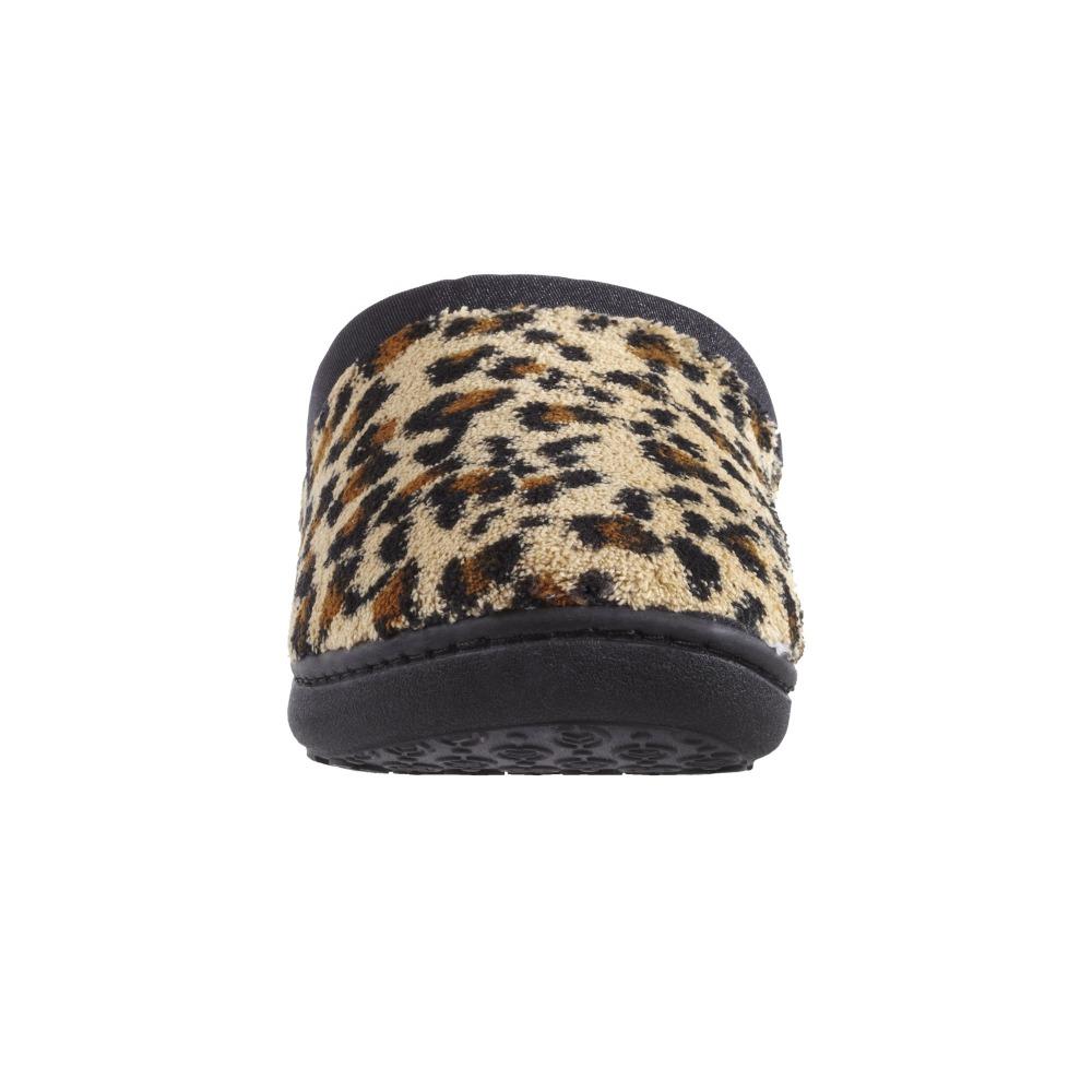Signature Women's Matte Satin Hoodback Slippers in Cheetah Front Toe View