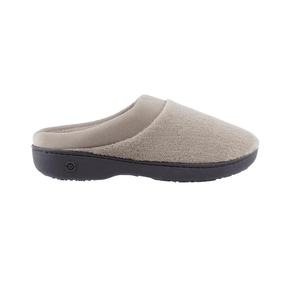 Signature Women's Matte Satin Hoodback Slippers in Stone Profile
