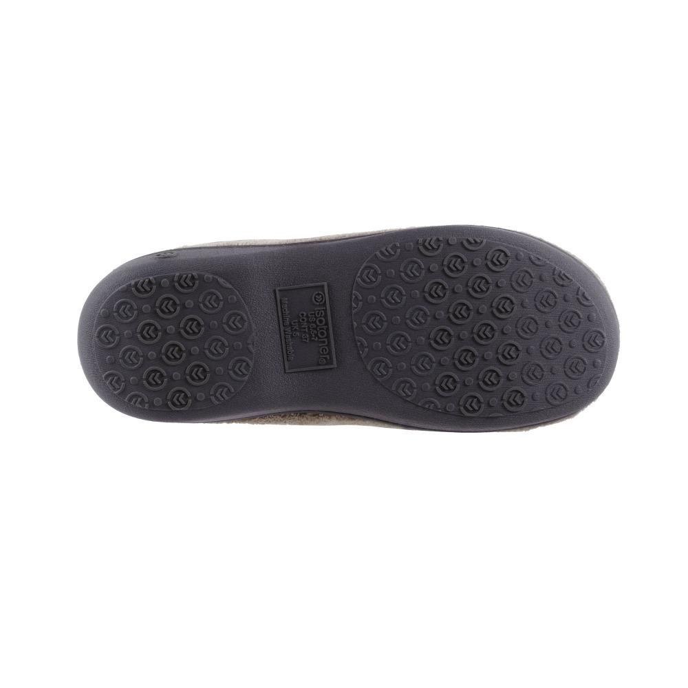 Signature Women's Matte Satin Hoodback Slippers in Stone Bottom Sole Tread