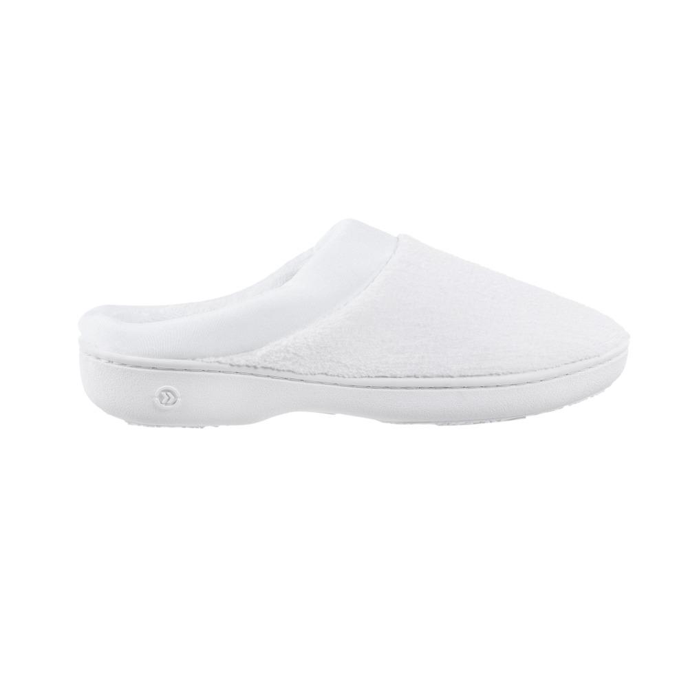 Signature Women's Matte Satin Hoodback Slippers in White Profile