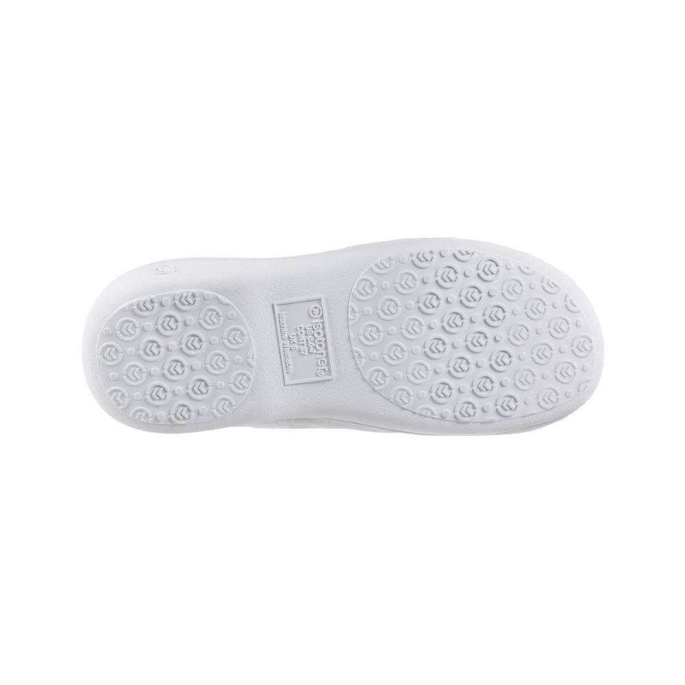 Signature Women's Matte Satin Hoodback Slippers in White Bottom Sole Tread