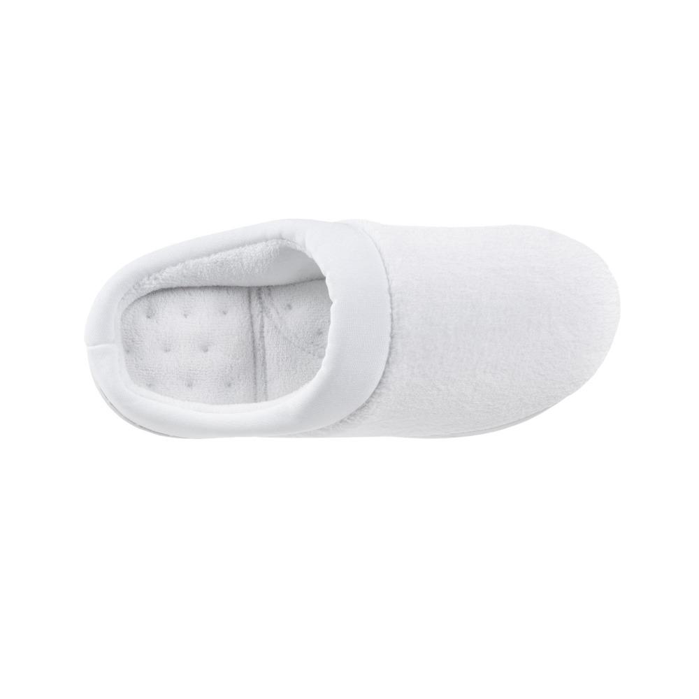 Signature Women's Matte Satin Hoodback Slippers in White Inside Top View