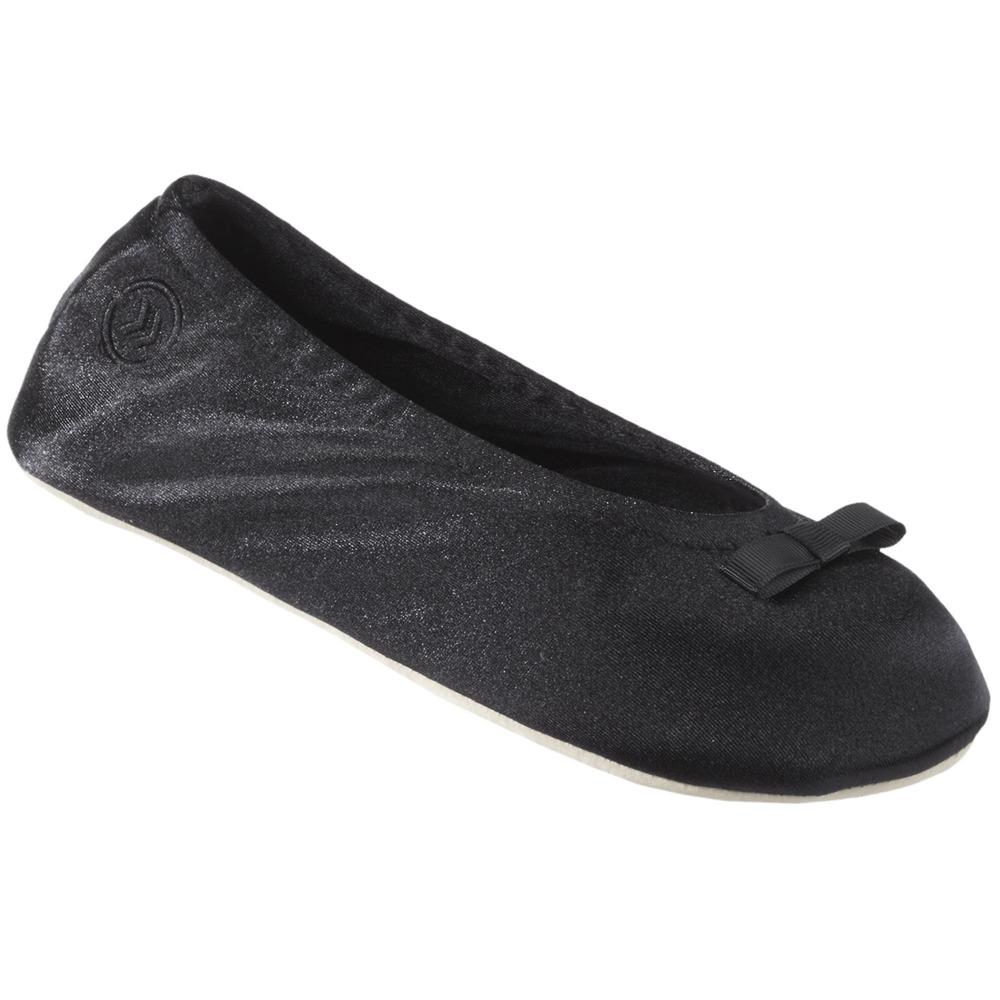 Satin Ballerina Slipper in Black angled view