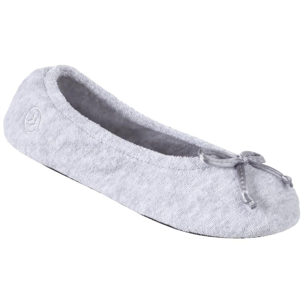 Signature Women's Terry Ballerina Slippers in Heather Left Angled View