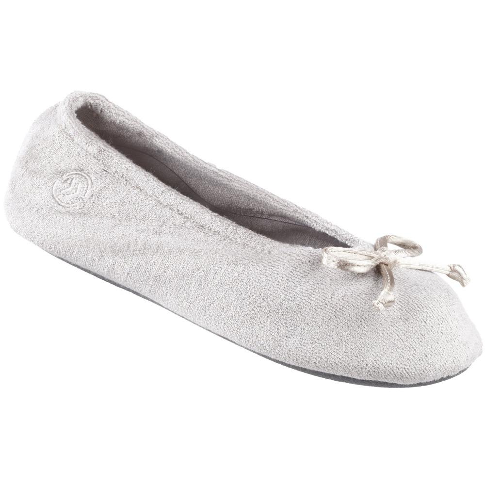 Signature Women's Terry Ballerina Slippers in Stone Left Angled View