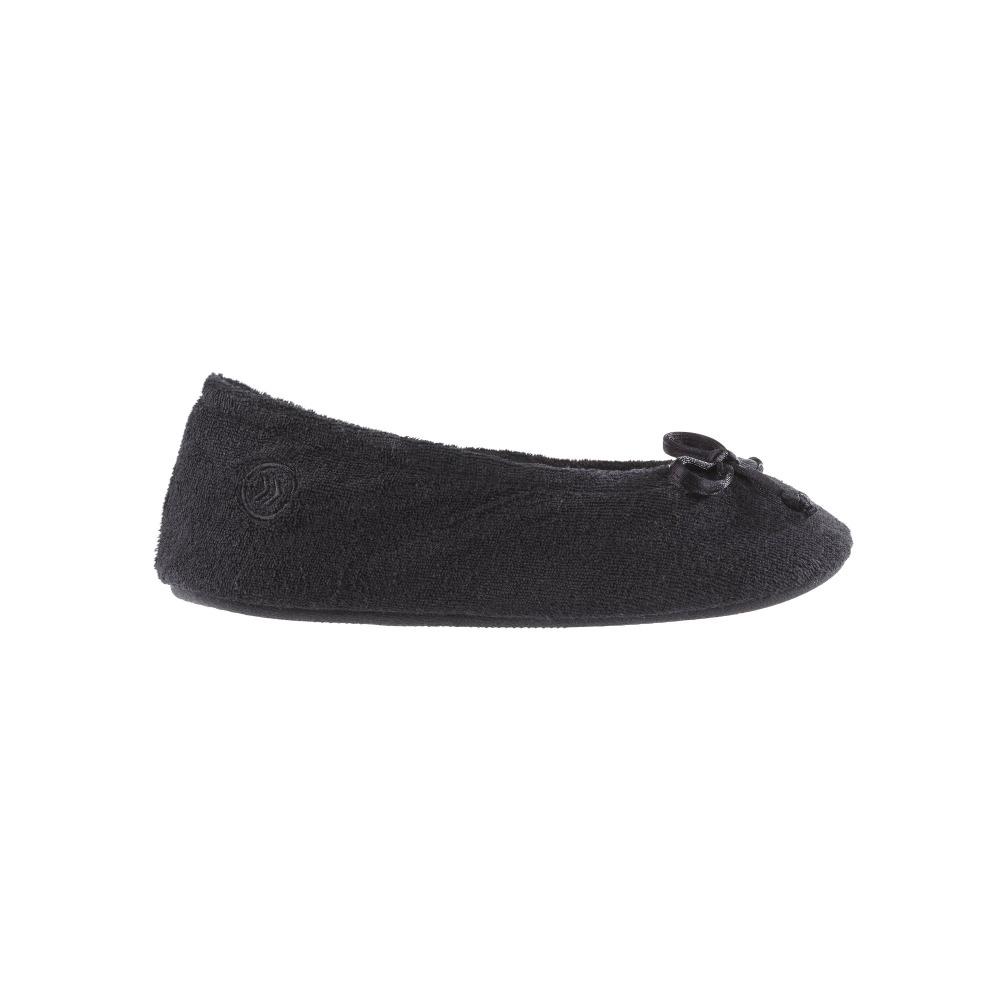 Signature Women's Terry Ballerina Slippers in Black Profile