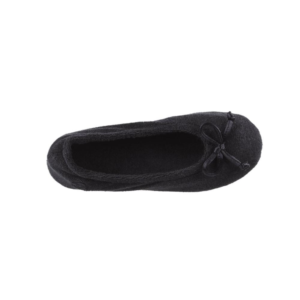 Signature Women's Terry Ballerina Slippers in Black Inside Top View