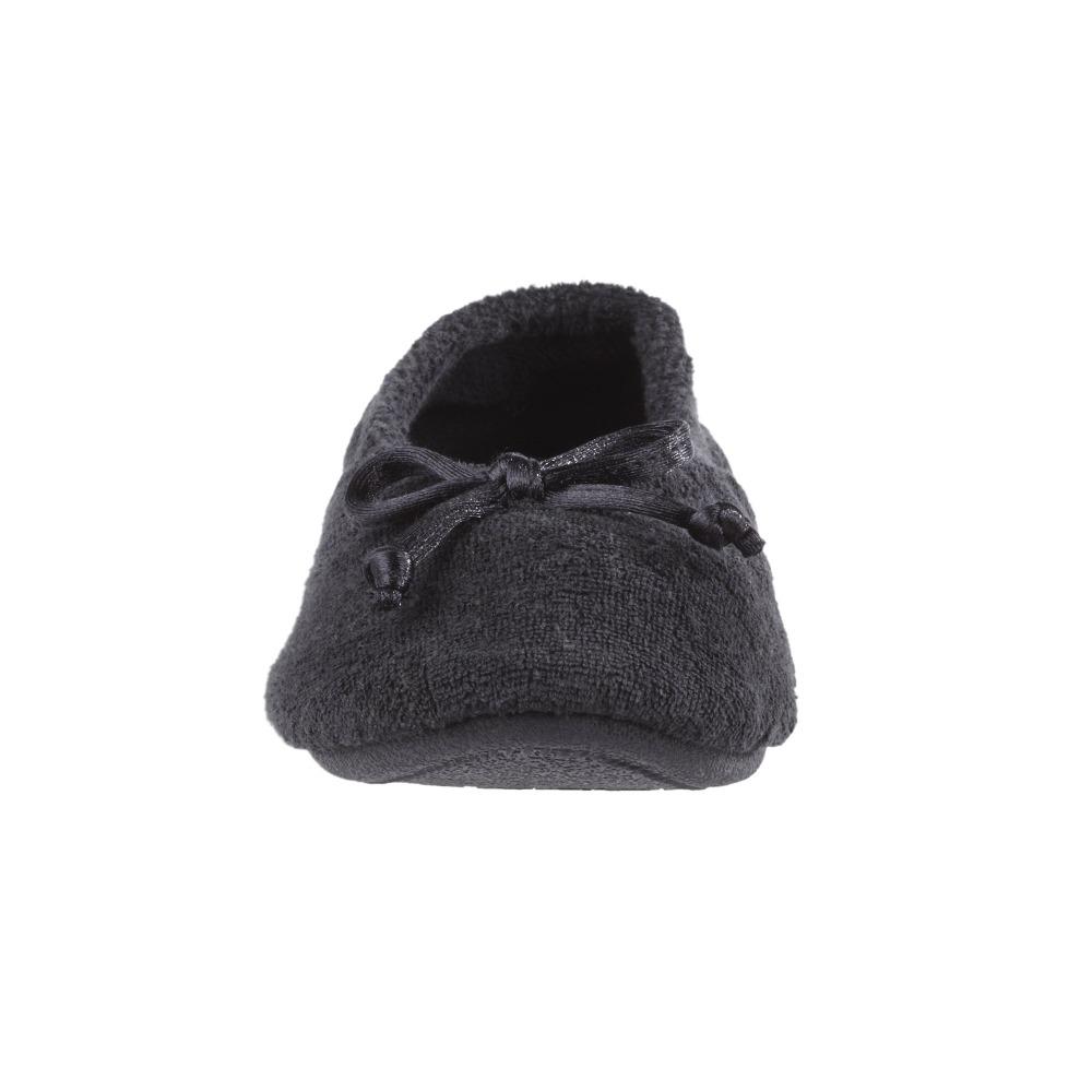 Signature Women's Terry Ballerina Slippers in Black Toe Bow View