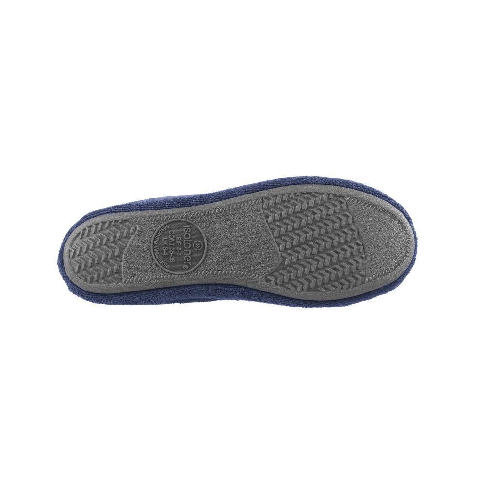 Signature Women's Terry Ballerina Slippers in Navy Bottom Sole View