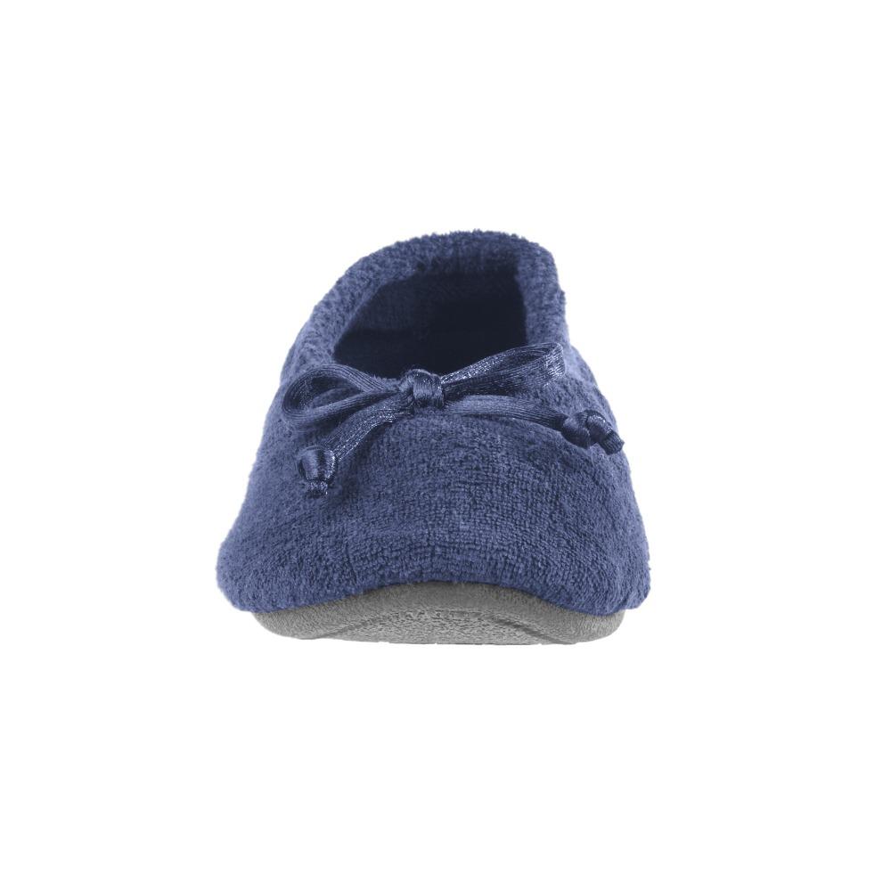 Signature Women's Terry Ballerina Slippers in Navy Toe Bow View