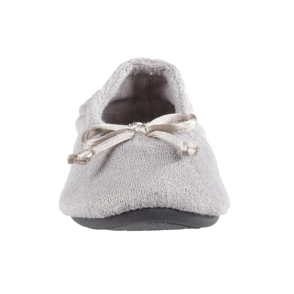 Signature Women's Terry Ballerina Slippers in Stone Toe Bow View
