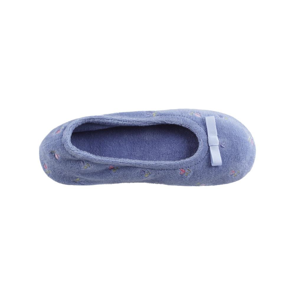 Women's Signature Embroidered Floral Terry Ballerina Slippers in Periwinkle Inside Top View