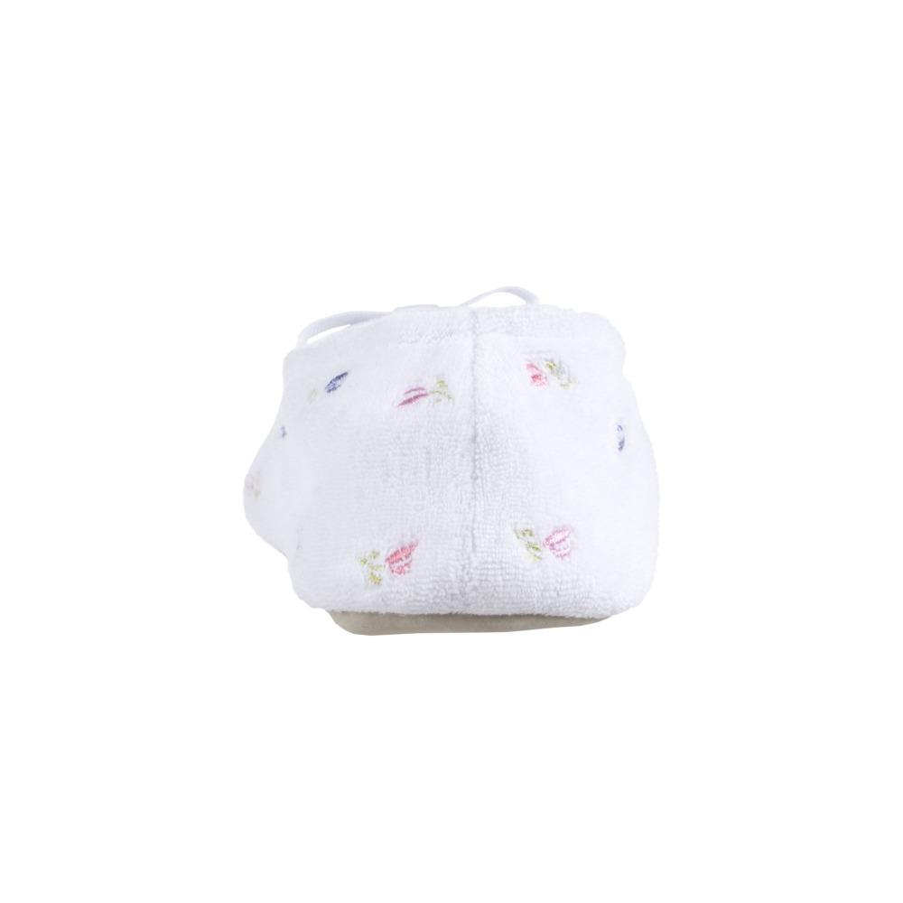 Women's Signature Embroidered Floral Terry Ballerina Slippers in White Back Heel