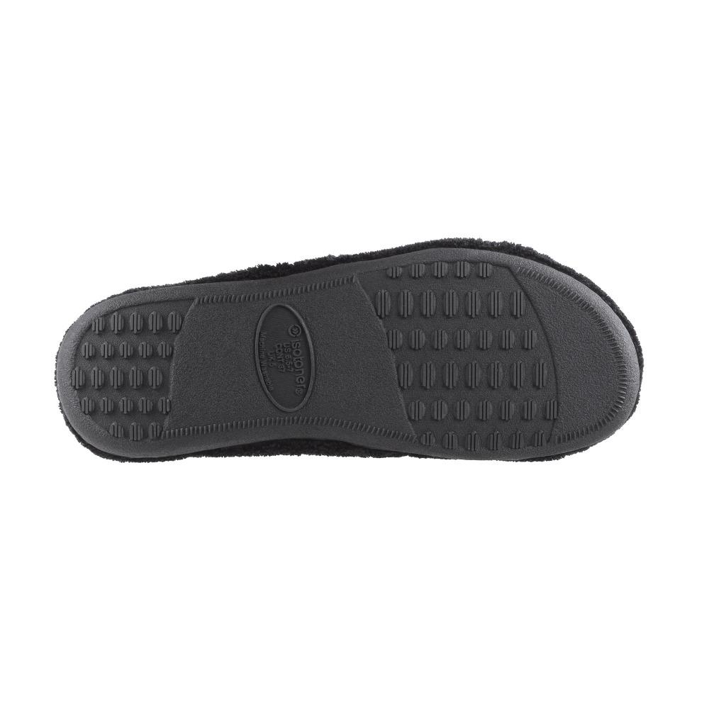 Signature Women's Microterry W/Satin X-Slide Slippers in Black Sole View