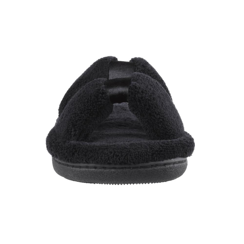 Signature Women's Microterry W/Satin X-Slide Slippers in Black Toe View