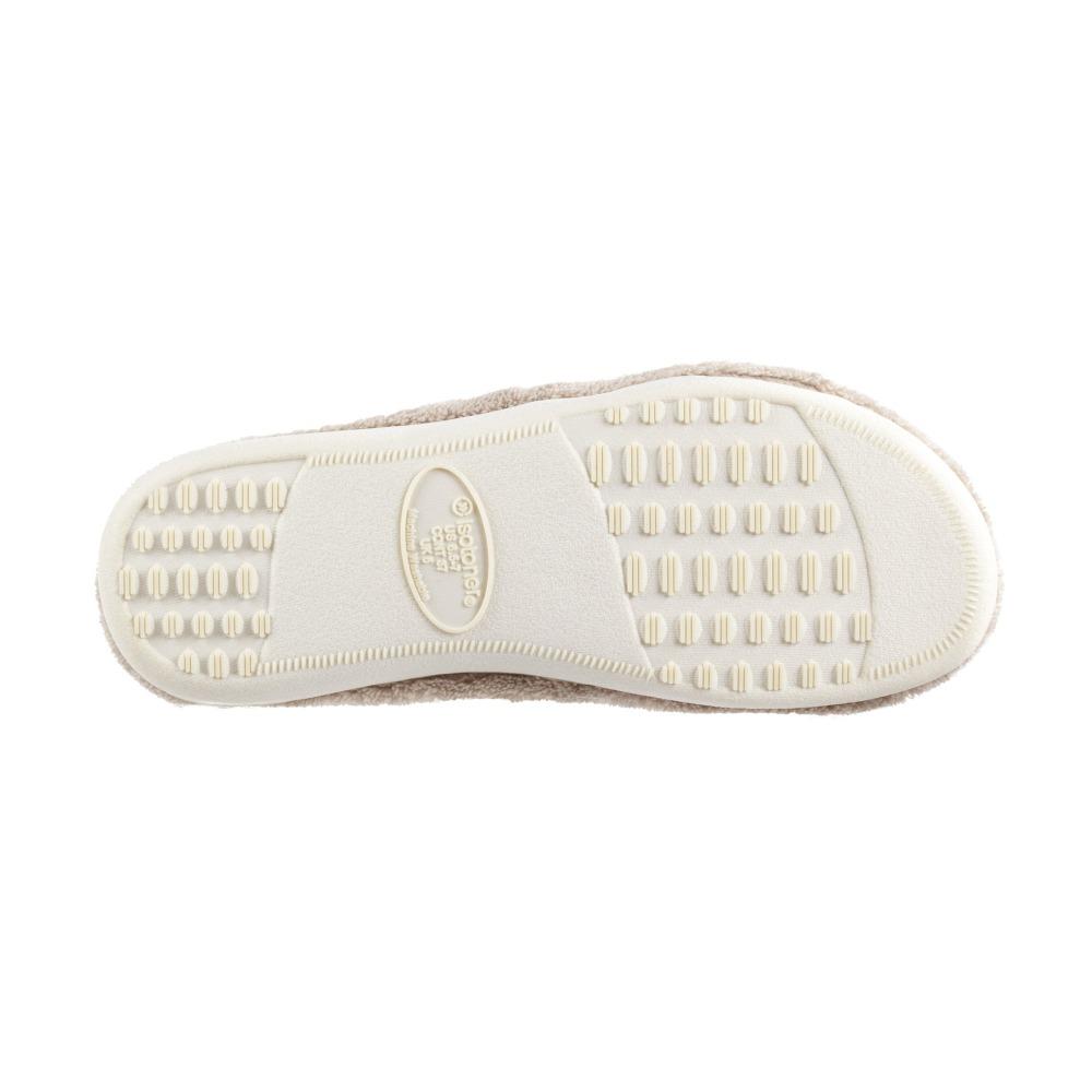 Signature Women's Microterry W/Satin X-Slide Slippers in Taupe Sole View