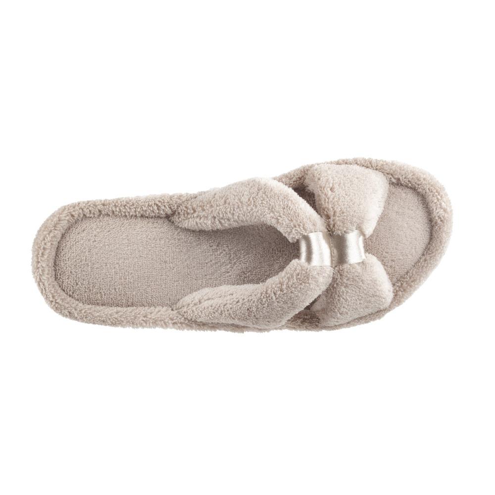 Signature Women's Microterry W/Satin X-Slide Slippers in Taupe Top View