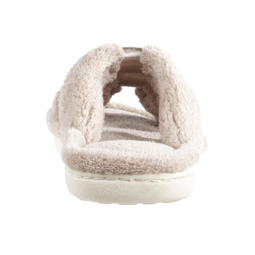 Signature Women's Microterry W/Satin X-Slide Slippers in Taupe Heel View