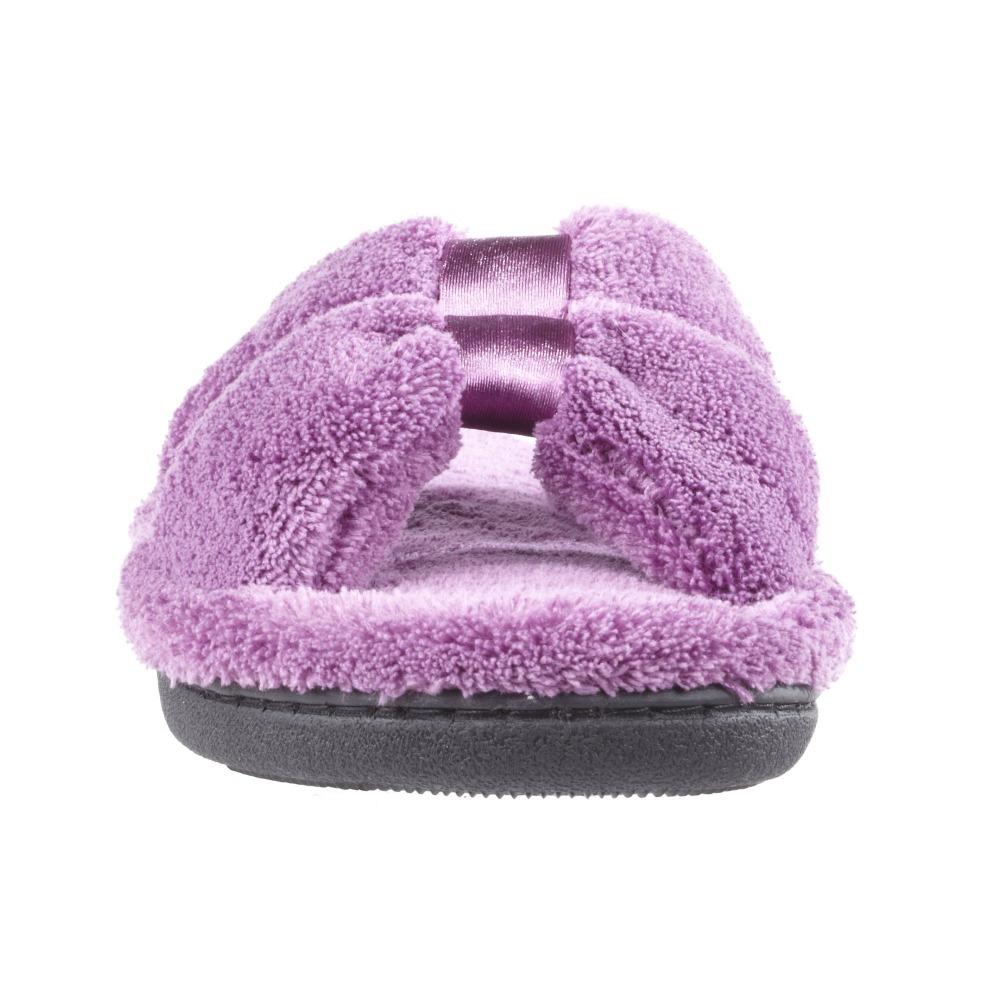 Signature Women's Microterry W/Satin X-Slide Slippers in Violet Toe View