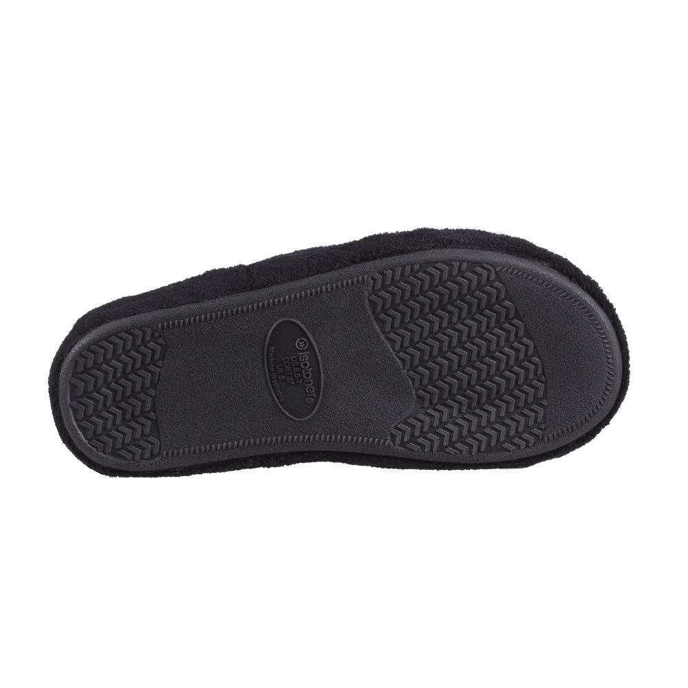 Signature Women's Microterry Spa Slide Slippers in Black Sole View