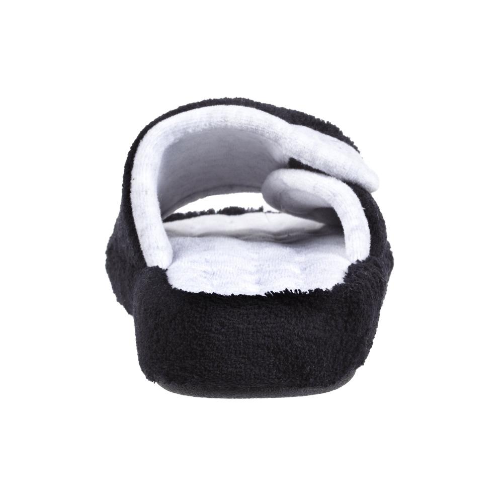 Signature Women's Microterry Spa Slide Slippers in Black Heel View